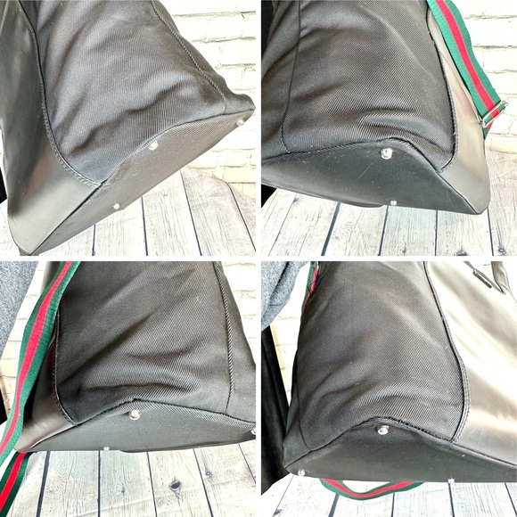 GUCCI black leather and nylon travel over-night crossbody bag LIKE NEW - Picture 15 of 16
